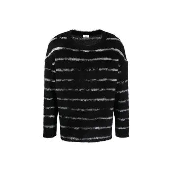 SAINT LAURENT Stripe Pattern Fuzzy Sweater