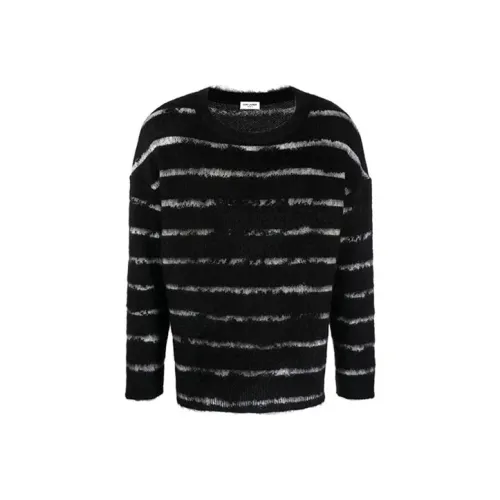 SAINT LAURENT Stripe Pattern Fuzzy Sweater