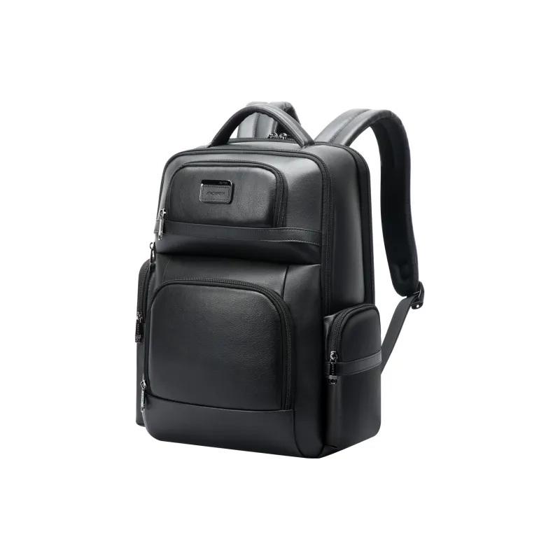 BOPAI Cow Leather With Fabric Backpack Handbag Regular Men's Black-6