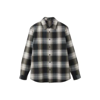 HLA Gradient Plaid Classic Lapel Warm Long Sleeved Shirt Men's