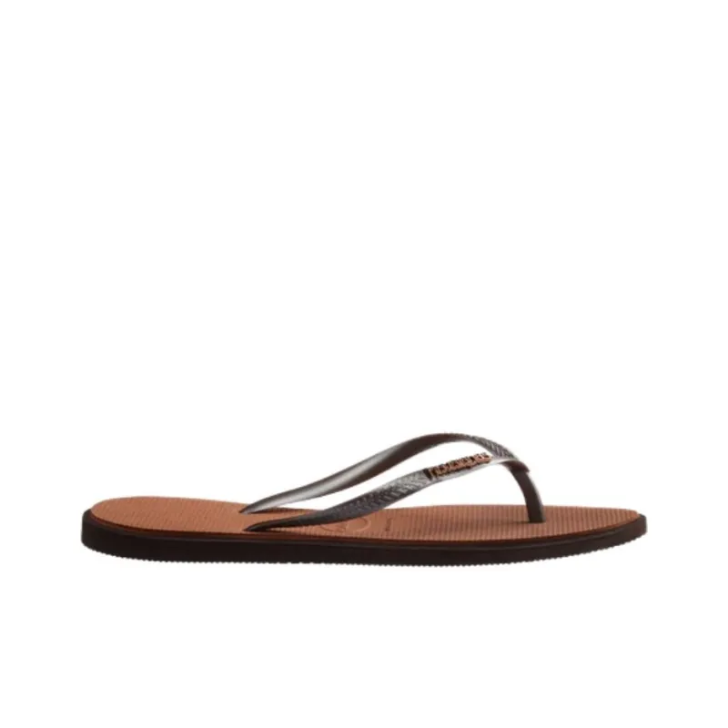 Havaianas Rubber Sole Abrasion Resistant Flip Flops Women's Brown-1