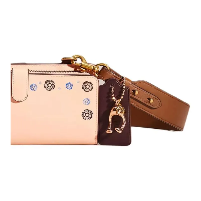 COACH Premium Calfskin Shoulder Bag Crossbody Bag Wallet Women's Blush Color-3
