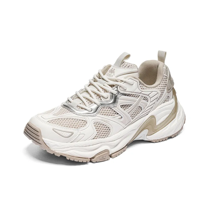 Kappa Back to Back Slip Resistant And Breathable Low Top Chunky Sneakers Unisex White Brown-2