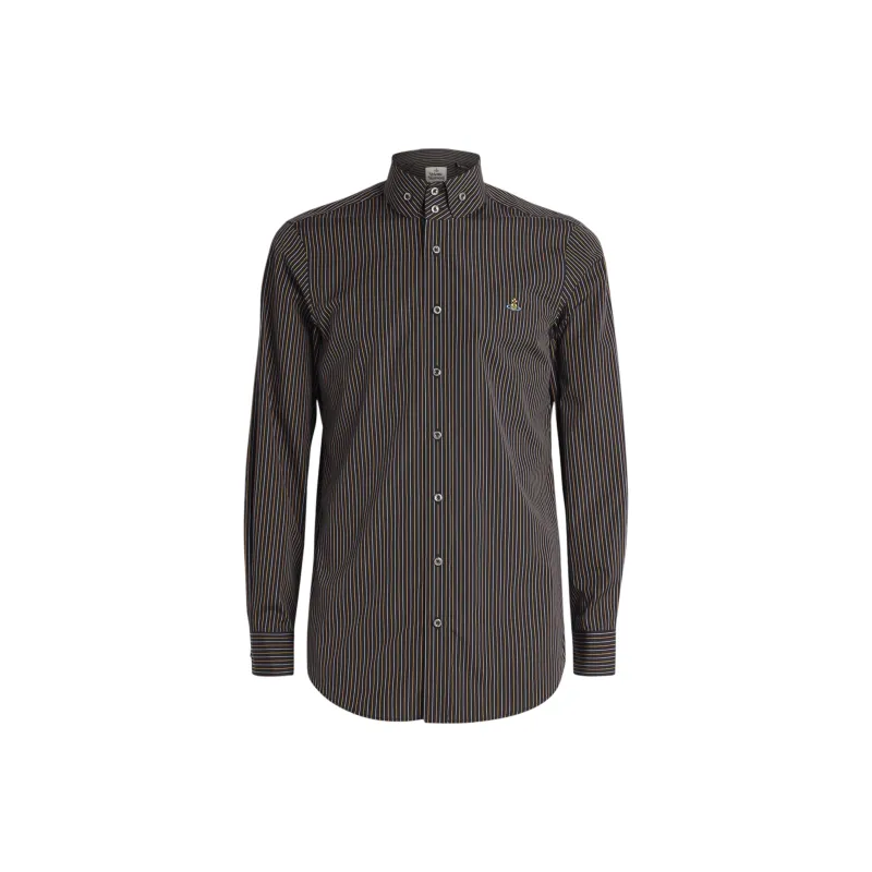 Vivienne Westwood Pinstriped Curved Hem Shirt-0
