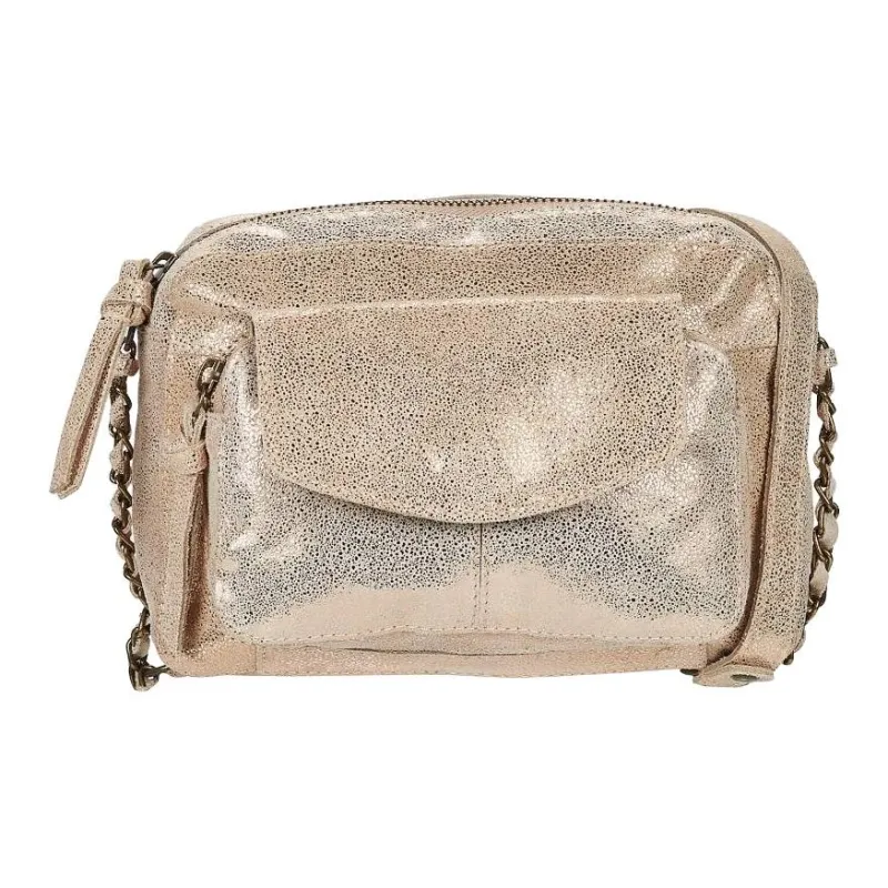 PIECES Leather Shoulder Bag Women's Gold-0