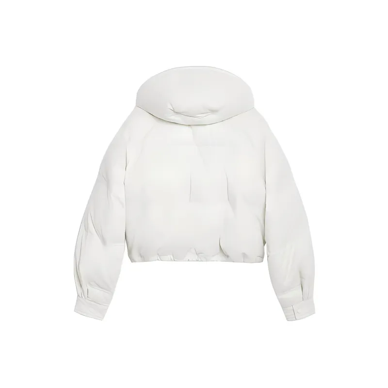 CELINE FW21 Solid Color Detachable Hood Loose Fit Cropped Puffer Jacket Women's White-1