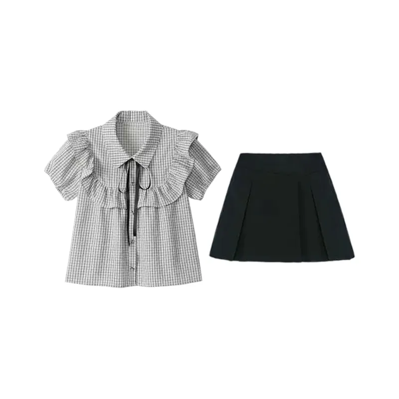 Vine Color Two Piece Skirt Sets Women's-0