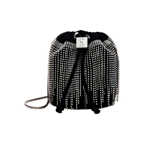 STEVE MADDEN Polyester With PU Bucket Bags Shoulder Bag Crossbody Bag Small Size Women's Black & Silver