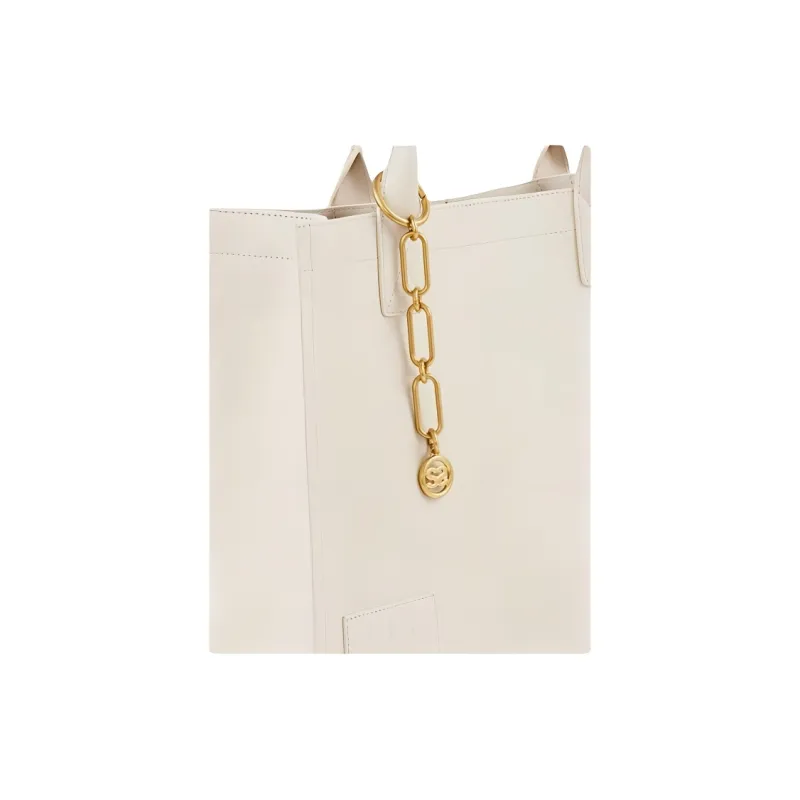 Sandro Cow Leather Tote Bag Shopping Bag Handbag Large Size Women's Light Brown-3