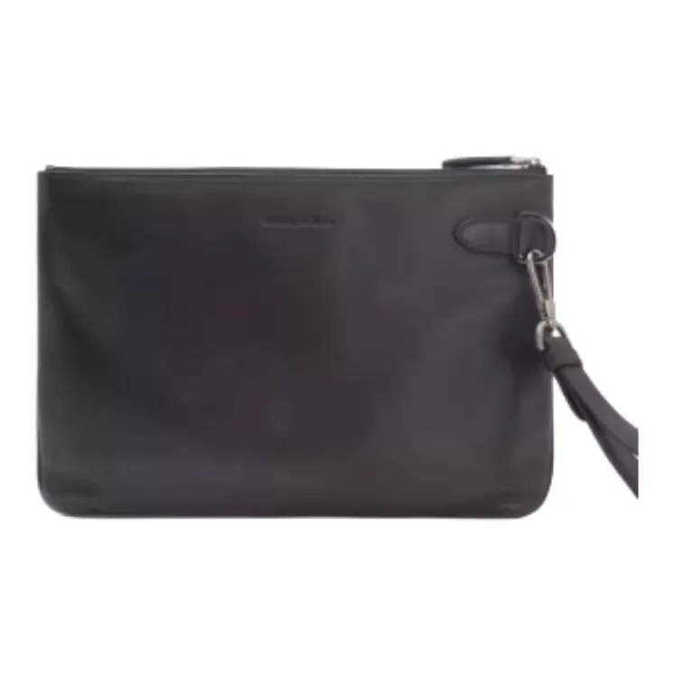 Zegna Sheepskin Clutch Medium Size Men's Navy Blue-1