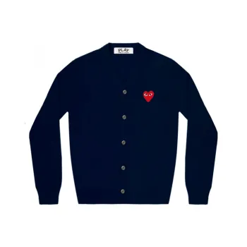 Comme Des Garcons Play Red Heart Knit Cardigan Sweater