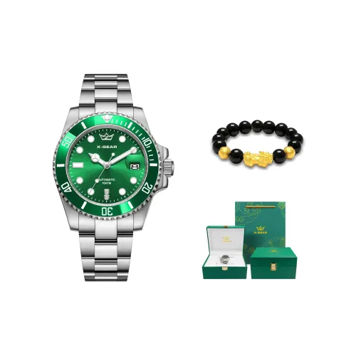 X-GEAR Automatic Mechanical Movement Stainless Steel Watchband Watch Men's Watches Green Dial