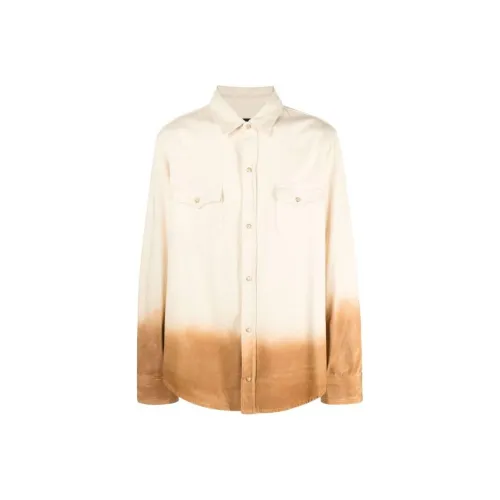 Alanui Gradient Effect Curved Hem Denim Shirt