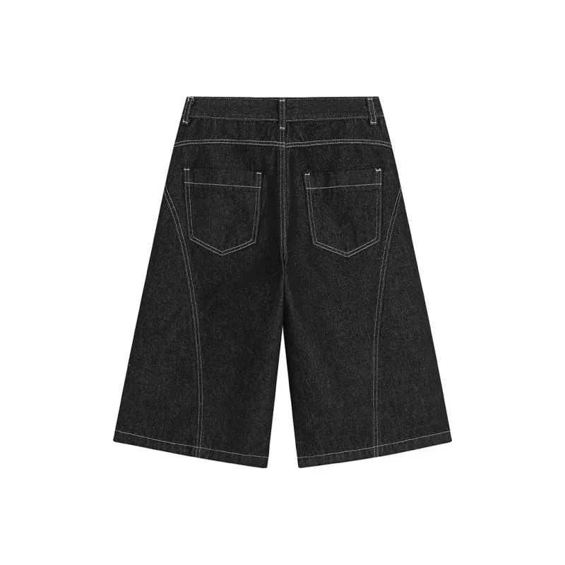 Ice Flying Denim Shorts Unisex Original Denim Black-1