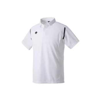 DESCENTE Men's Pinstripe Color Block Casual Short Sleeve Polo Shirt