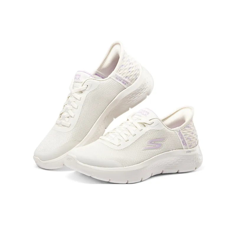 Skechers Go Walk Fle Cushioning Anti-Slip And Wear-Resistant Low-Top Casual Running Shoes Women's White Purple-2