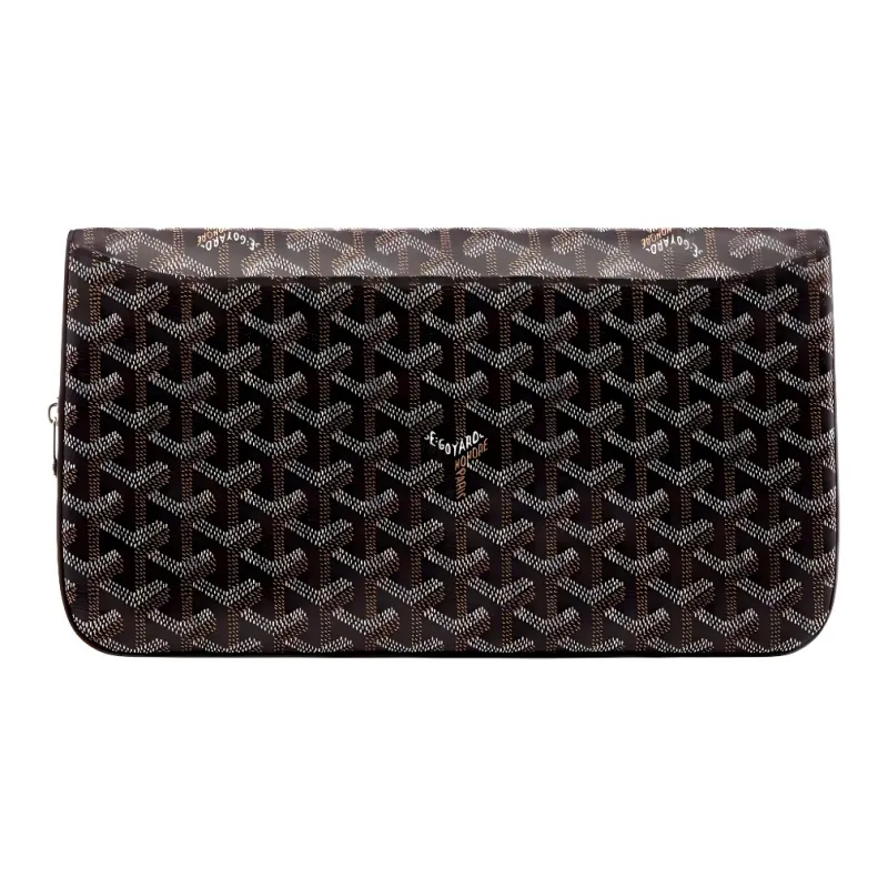 GOYARD Sainte-Marie Canvas With Leather Clutch Medium Size Unisex Black-2