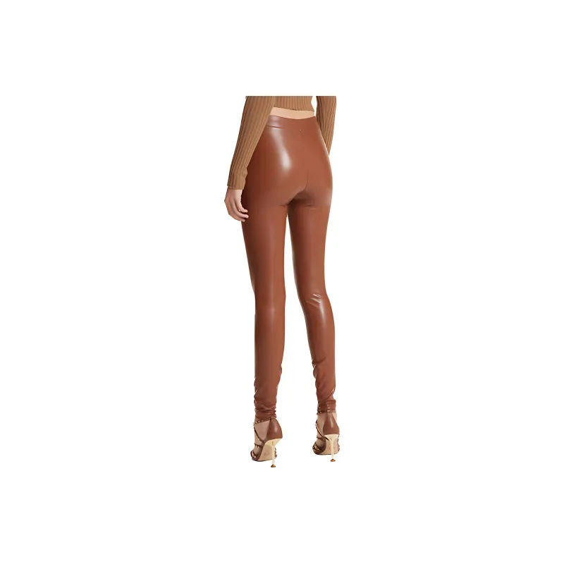 MICHAEL KORS Stretch Faux Leather Leggings Leggings Women's Camel-1