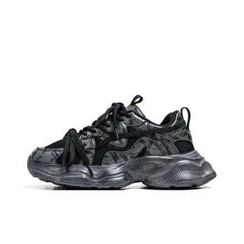 OUBT Niche Lace Up Slip Resistant, Breathable, Height Increasing Low Top Chunky Sneakers Unisex