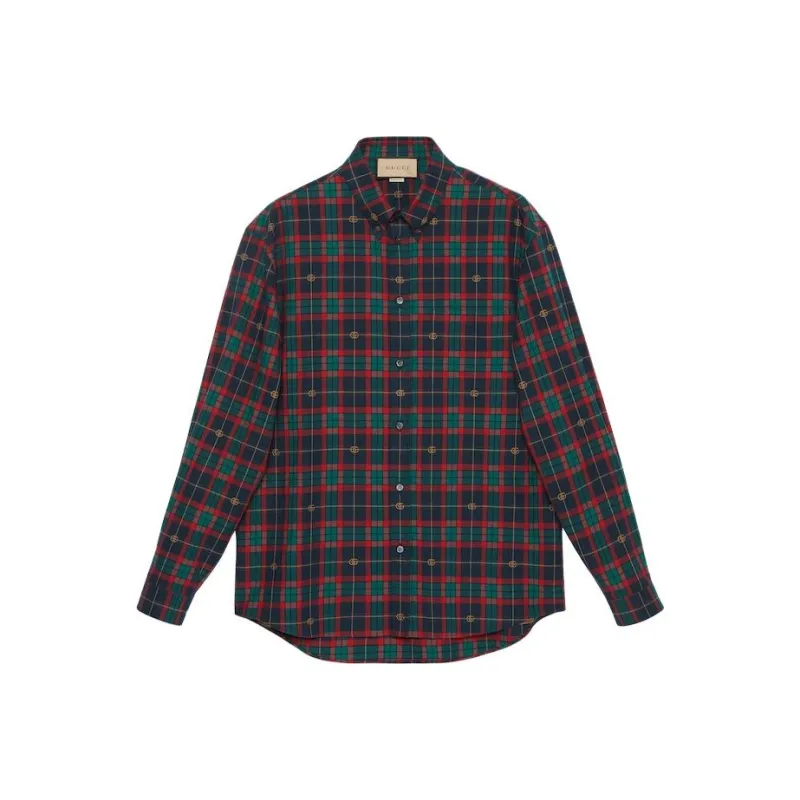 GUCCI Double G Tartan Shirt-0