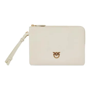 PINKO Love Birds Series Calfskin Wallet Women's White