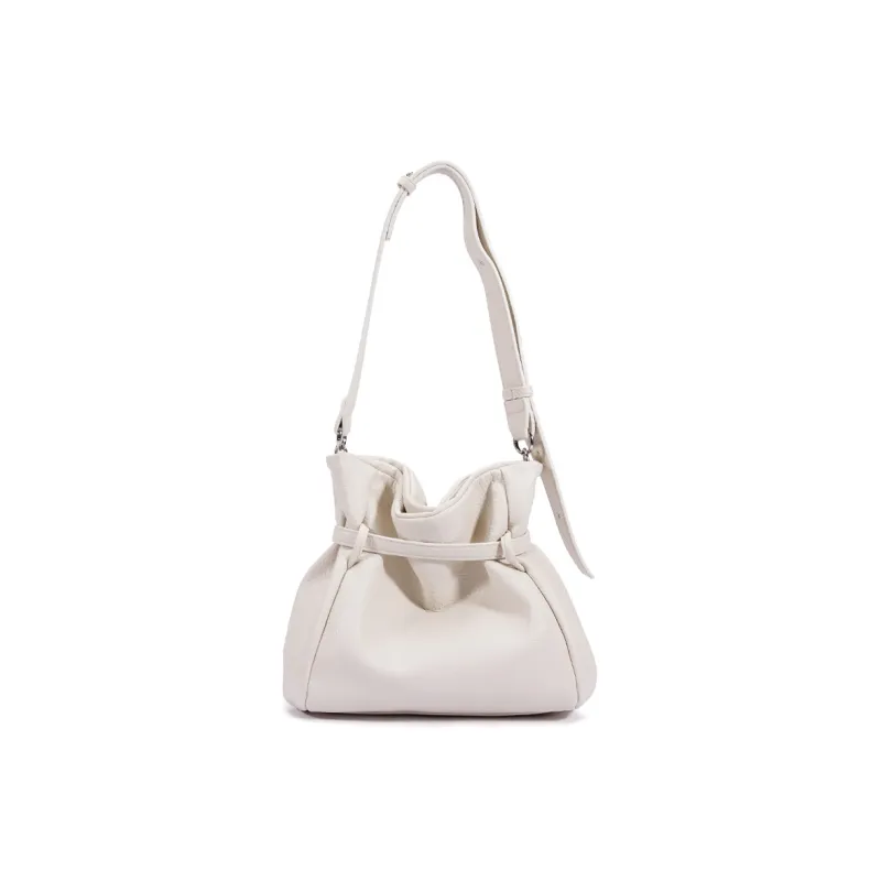 Dubaolu Synthetic Leather Bucket Bag, Shoulder Bag Medium Size Women's Black/Ecru-10