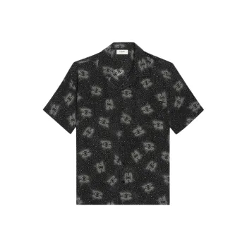 CELINE Hawaiian Shirt In Printed Crepe De Chine