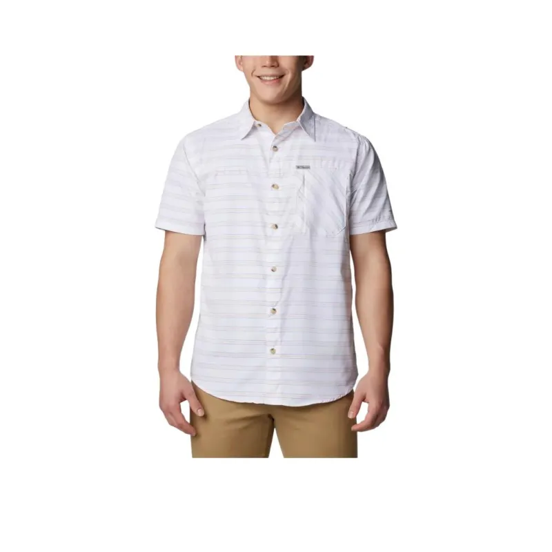 Columbia Homecrest™ Short Sleeve Shirt Shirt Men's White Scattered Stripes-0