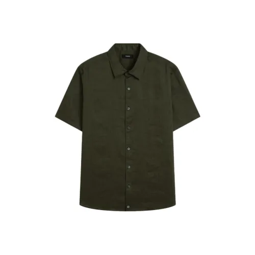 THEORY Shirts Men Olive Green