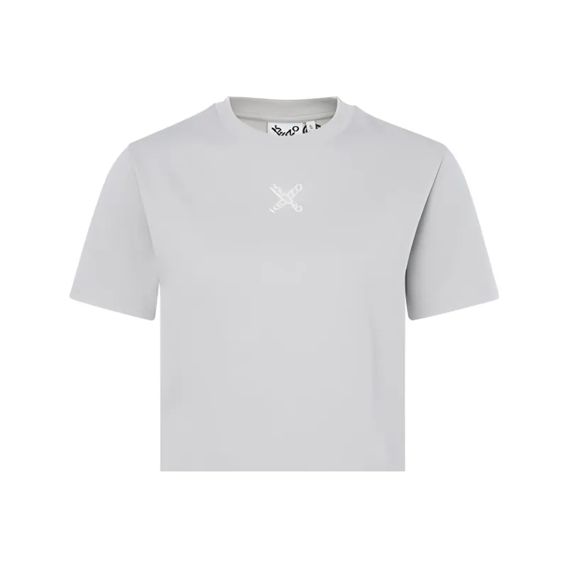 KENZO Letter Logo T Shirts Women's Gray White-1