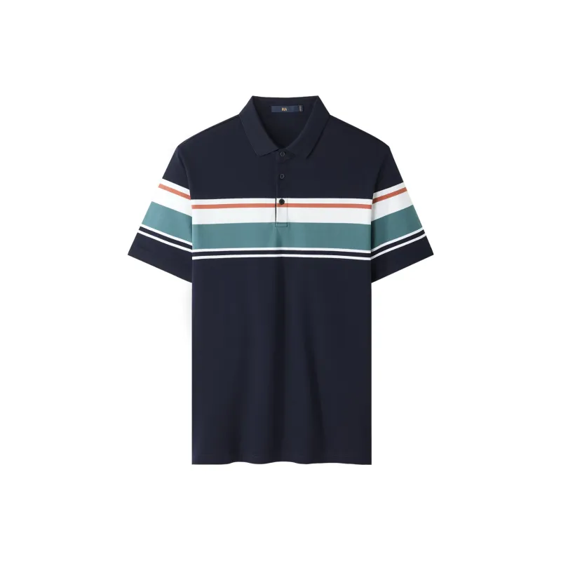 HLA Polo Shirts Men Navy Blue & J4-0