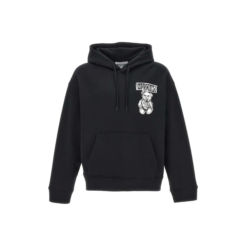 MOSCHINO Drawstring Teddy Bear Printed Hoodie-0