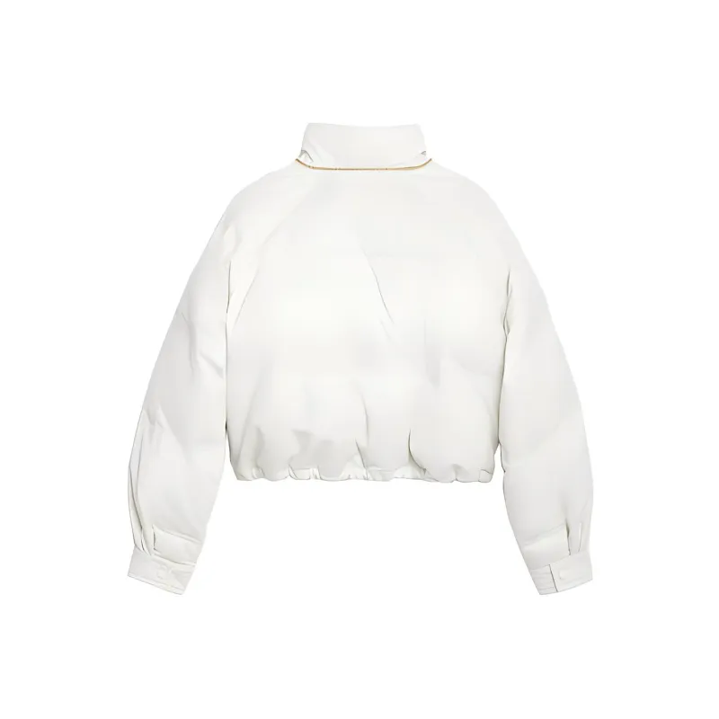 CELINE FW21 Solid Color Detachable Hood Loose Fit Cropped Puffer Jacket Women's White-3