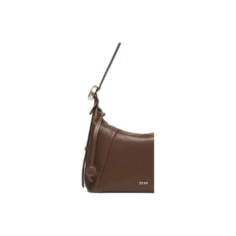 ZESH Vegetable Tanned Cow Leather Lunch Bag, Handbag, Shoulder Bag Medium Size Women's Multicolor-1