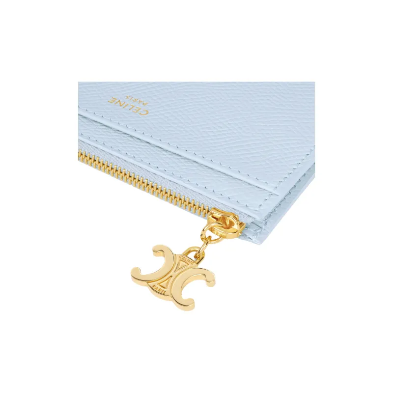 CELINE Triomphe Cow Leather Card Holder Women's Glacier Blue-3