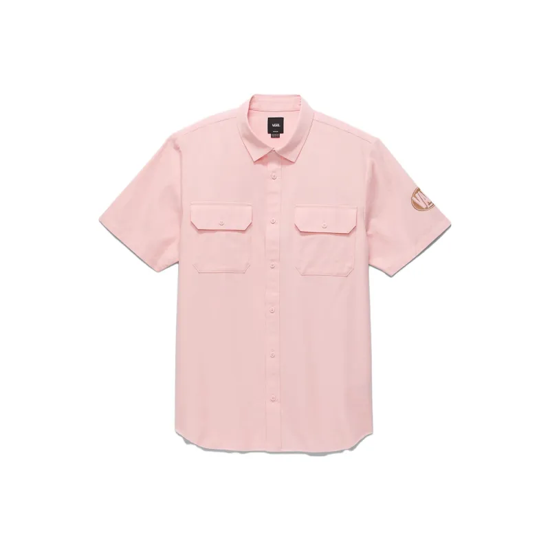 Vans Oval Logo Work Wear Buttondown Shirt Shirt Men's Pink-0