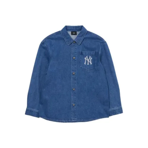 MLB New York Yankees Denim Coopers Mega Logo New York Yankees Denim Shirts Shirt Unisex Blue