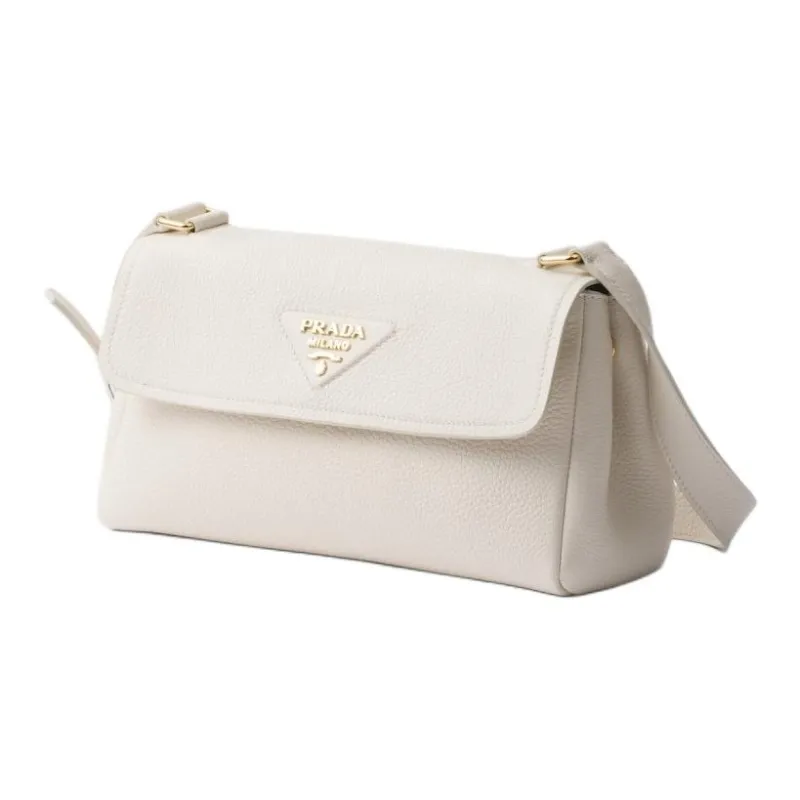 PRADA Calfskin Shoulder Bag Small Size Women's White-1