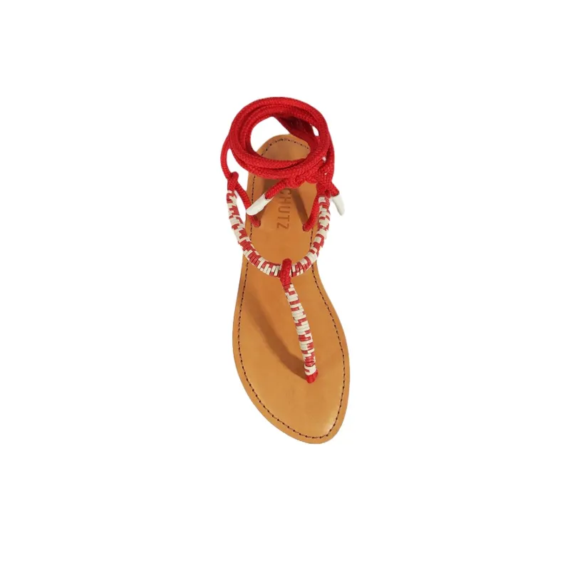 Schutz Claire One Strap Sandals Women's Red-3