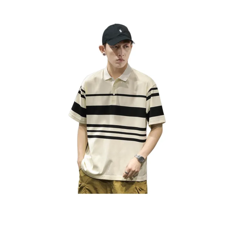 Tonlion Polo Shirt Men's Beige Yellow-0
