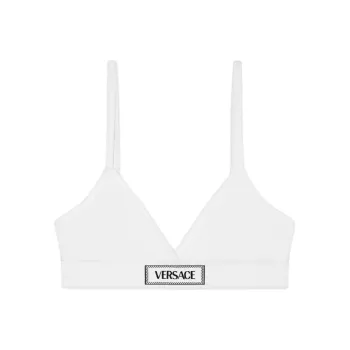 VERSACE Logo Patch V Neck Bra