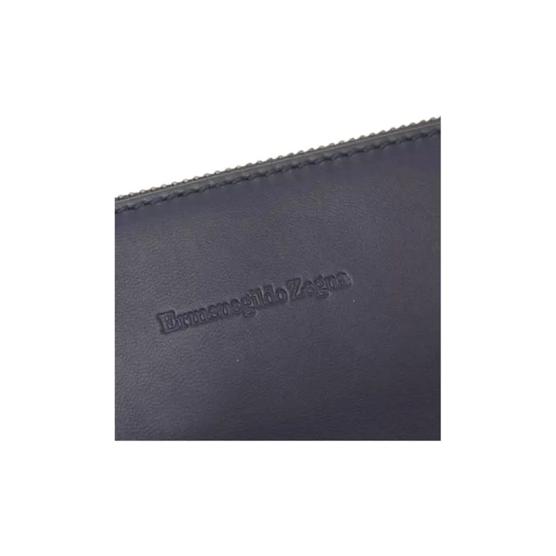 Zegna Sheepskin Clutch Medium Size Men's Navy Blue-3