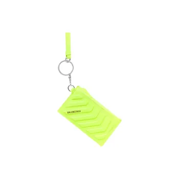 Balenciaga Grained Calfskin Card Holder Coin Purse Men's Yellow