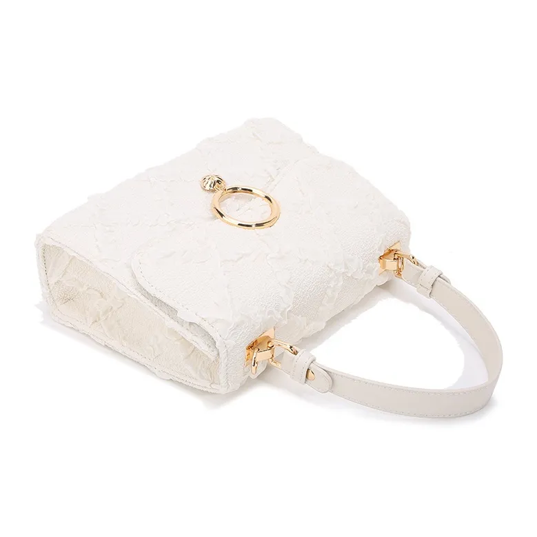 BUHOWE Polyurethane Handbag Women's White-3