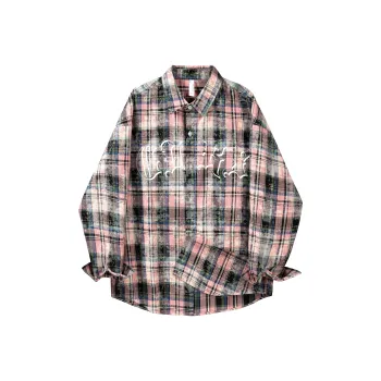 GDRX Shirt Unisex Pink Plaid Tie Dye