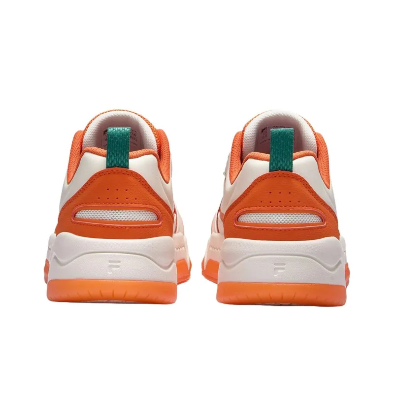 FILA FUSION BANK III Anti Slip Wear Resistant Low Top Skateboard Shoes Men's White Orange-4