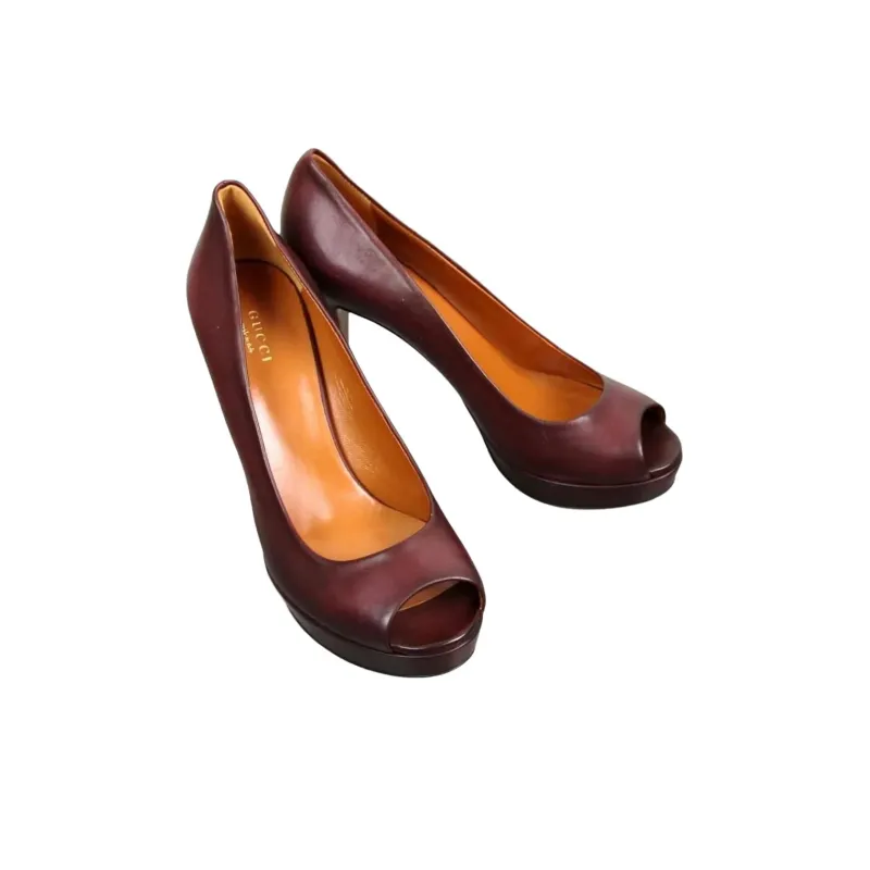 GUCCI Betty Slim Heel High Heels 7.6cm Women's Red-2