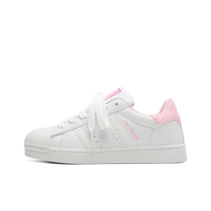 ALI THE FOX Abrasion Resistant Low Top Skateboard Shoes Unisex White Pink-1