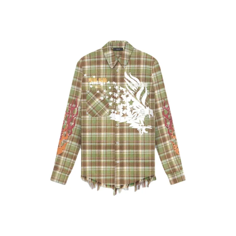 AMIRI Tgcw Eagle Flannel Shirt Men's Green-0