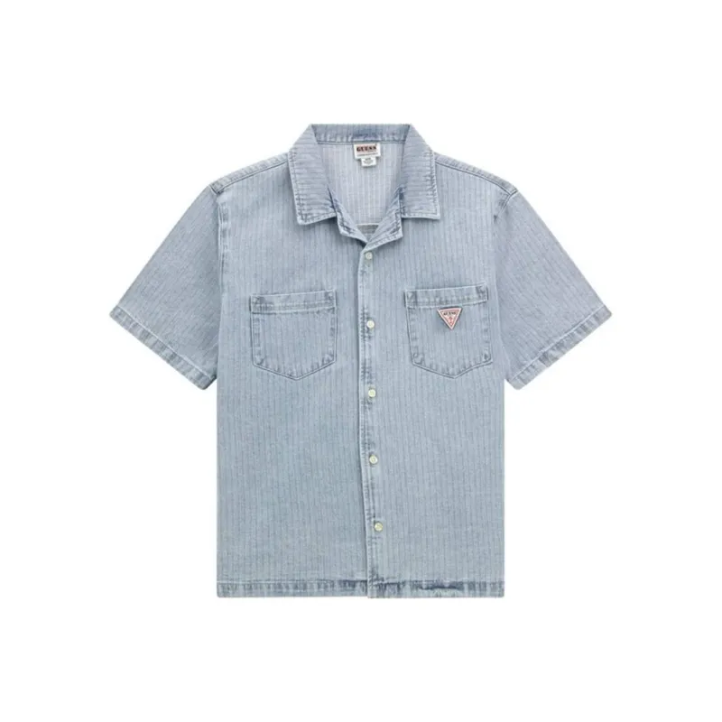 GUESS Shirts Men Light Blue-0